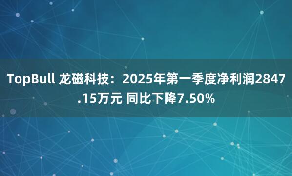 TopBull 龙磁科技：2025年第一季度净利润2847.15万元 同比下降7.50%