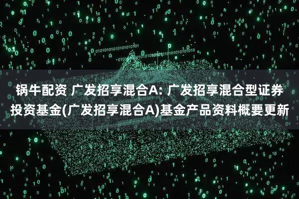 锅牛配资 广发招享混合A: 广发招享混合型证券投资基金(广发招享混合A)基金产品资料概要更新